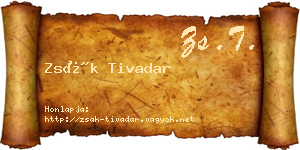 Zsák Tivadar névjegykártya